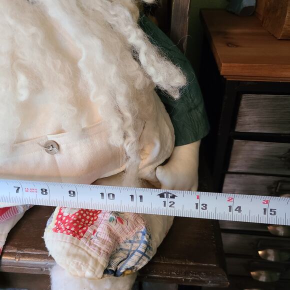 Vintage Handmade Old World Santa Shelf Sitter Carpenter Christmas Plush Decor - Picture 8 of 10